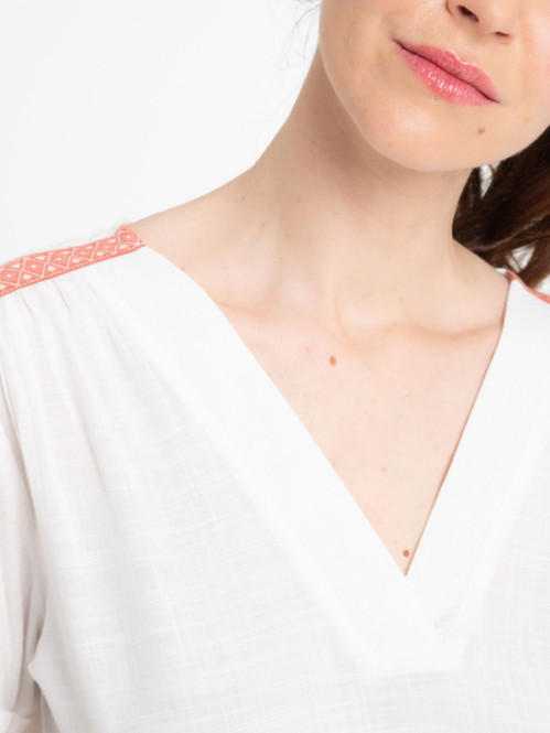 Blouse coupe basque écru femme