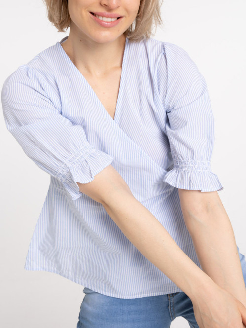 Blouse à rayures cache-coeur femme