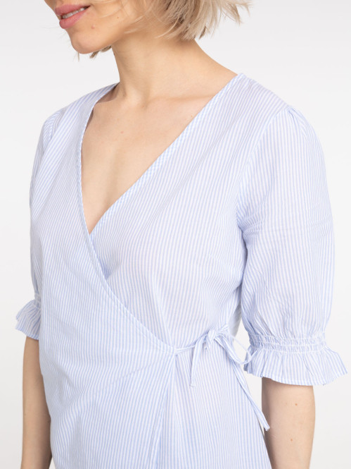 Blouse à rayures cache-coeur femme