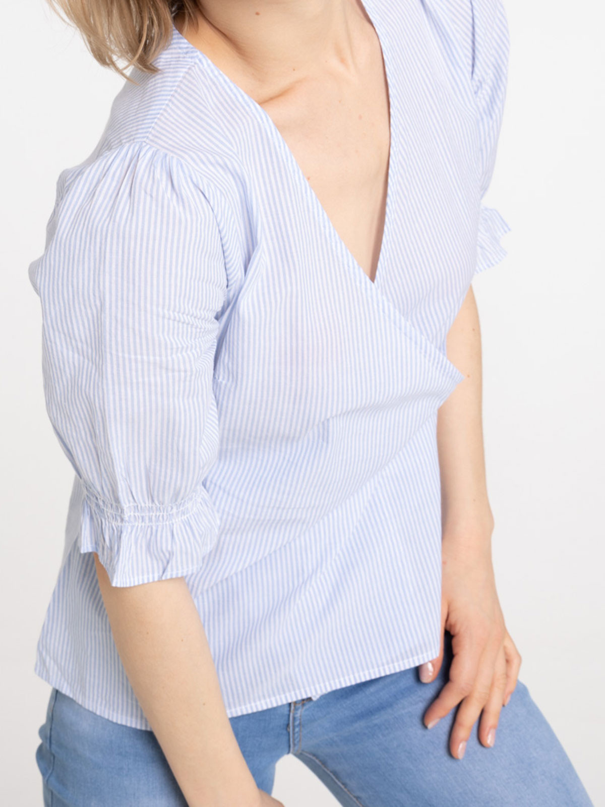 Blouse à rayures cache-coeur femme