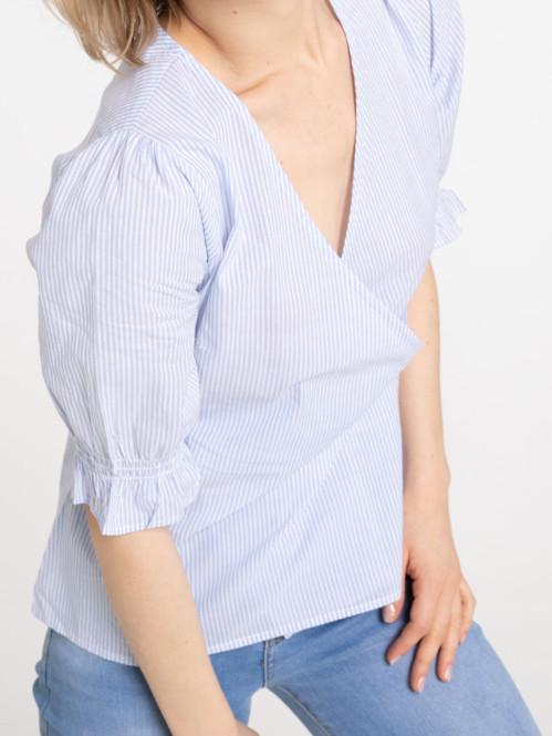 Blouse à rayures cache-coeur femme