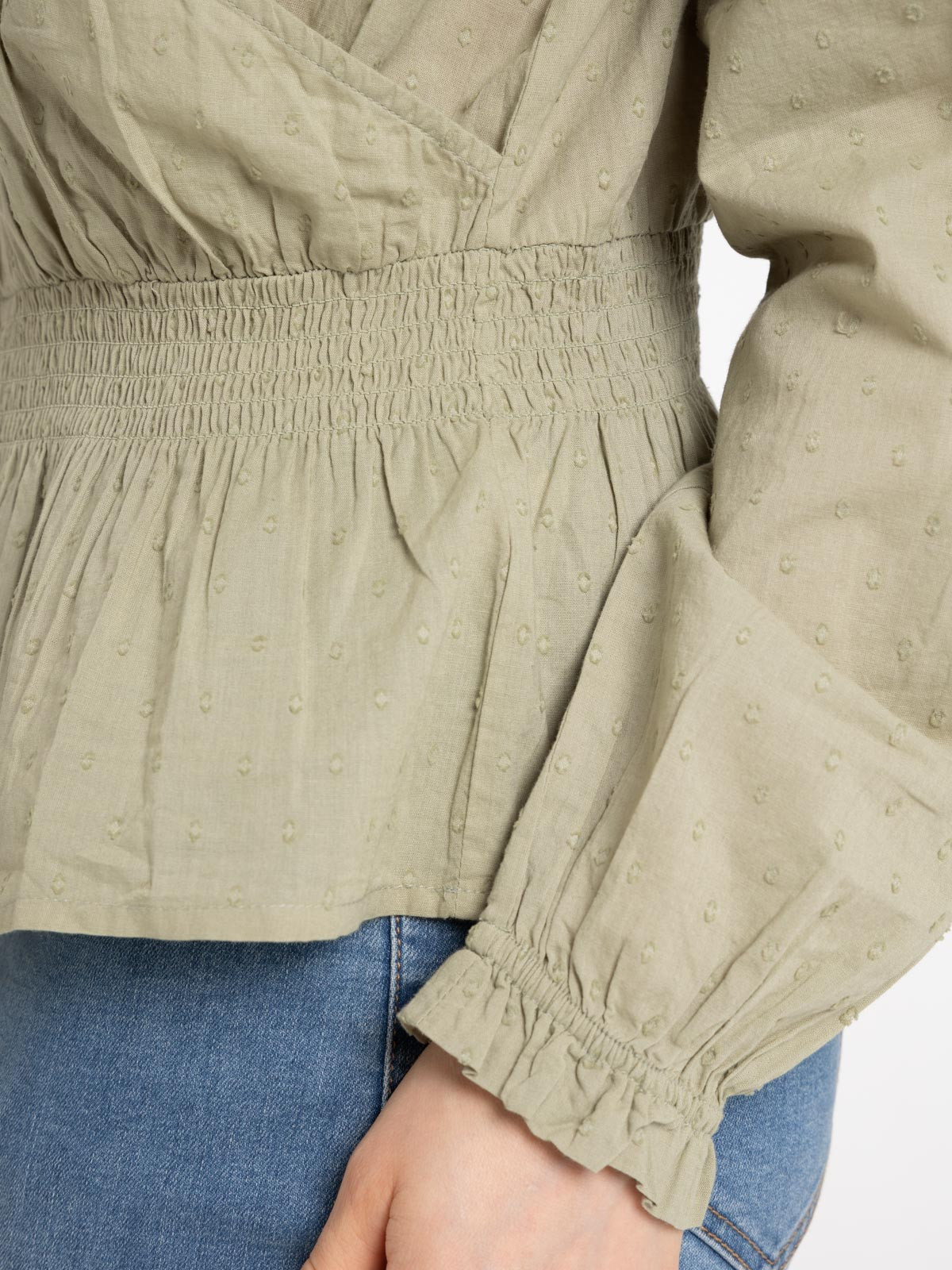 Blouse coloris sauge cache-coeur femme Blouse coloris sauge cache-coeur femme