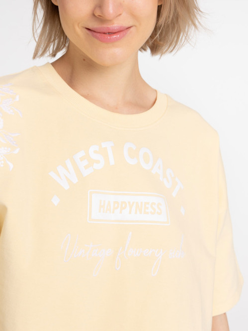 Sweat jaune clair manches courtes femme Sweat jaune clair manches courtes femme