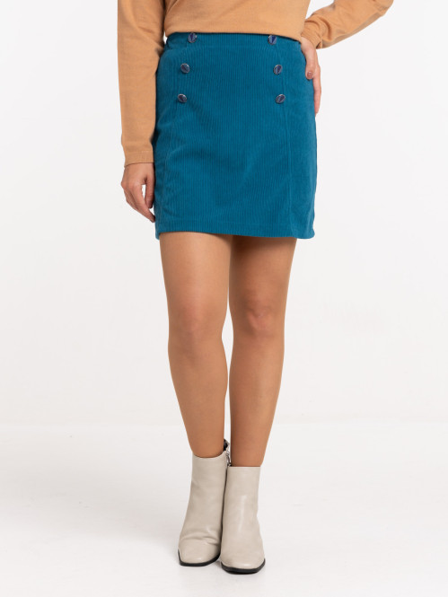 Jupe velours bleu paon  femme