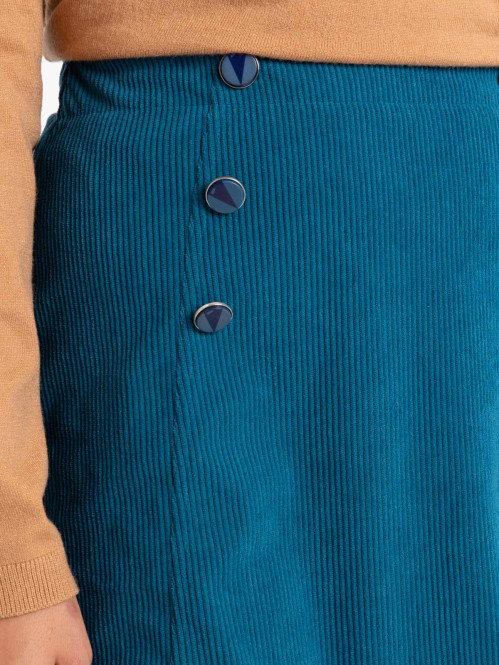 Jupe velours bleu paon  femme