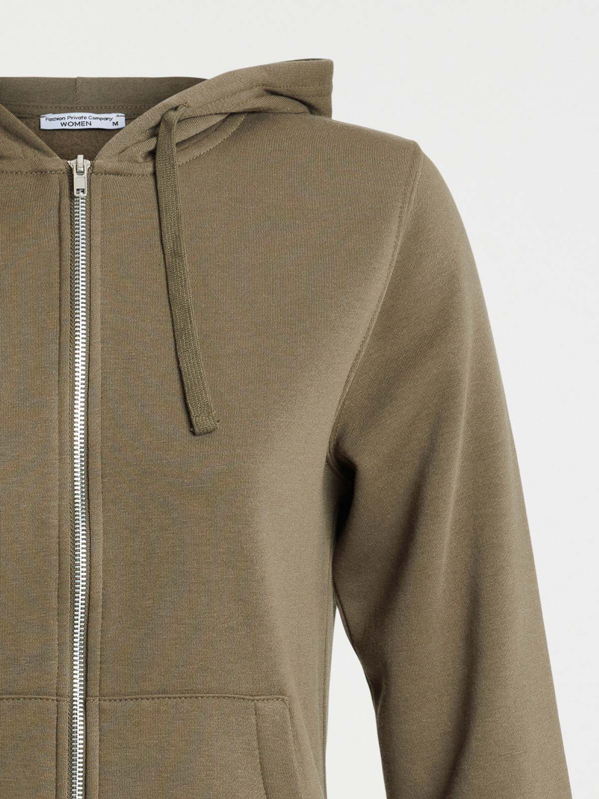 Sweat à capuche zippé kaki femme