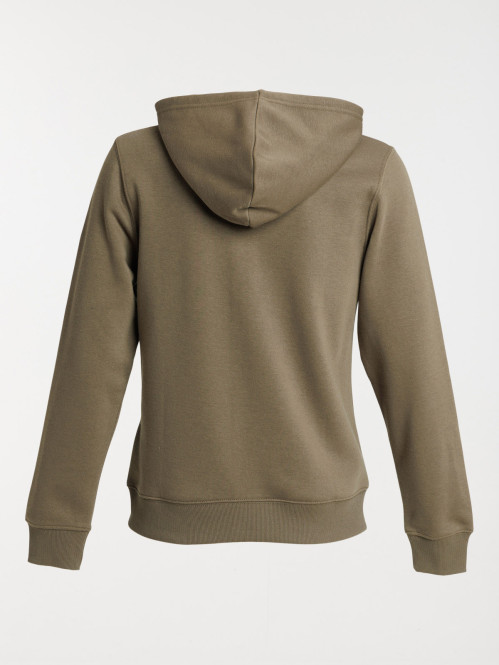 Sweat à capuche zippé kaki femme