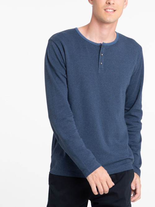 T-shirt col rond boutonné homme