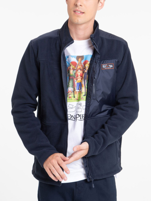 Sweat zippé bi-matière homme
