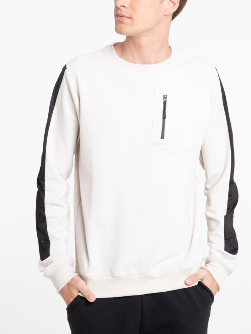 Sweat col rond poche zippée homme