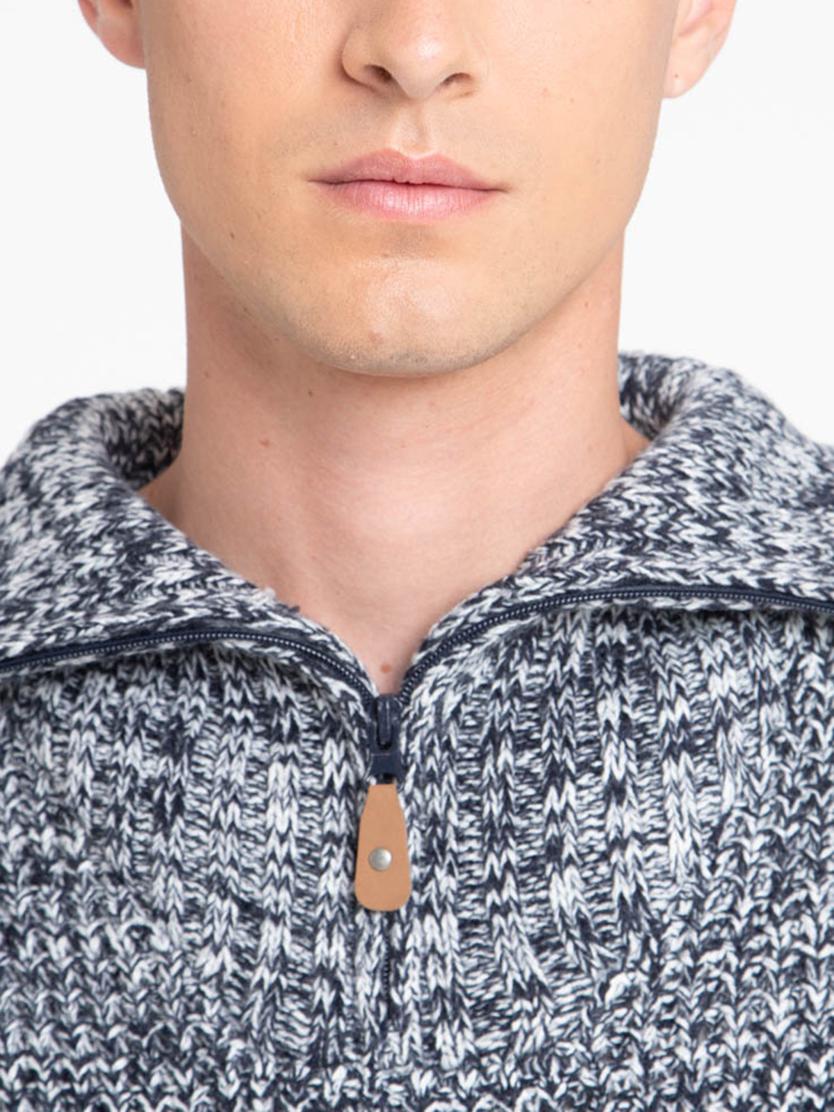 Pull homme marine navy col zippé Pull homme marine navy col zippé