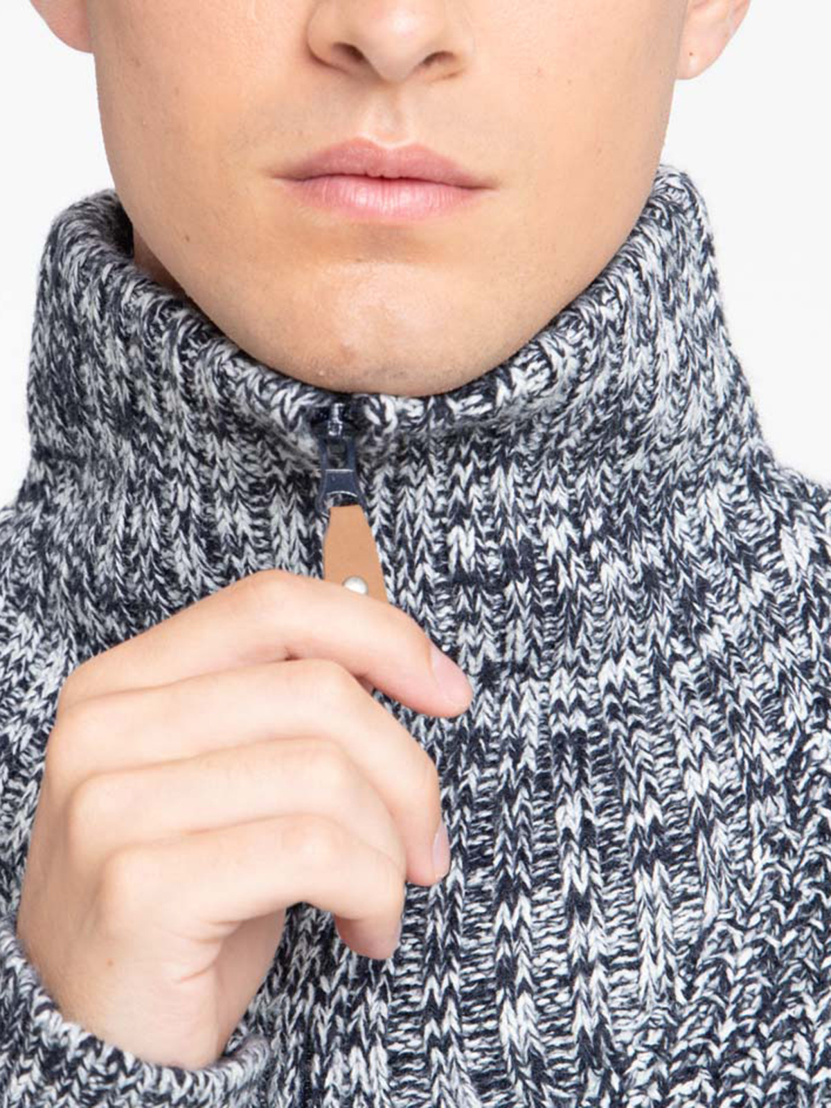 Pull homme marine navy col zippé Pull homme marine navy col zippé