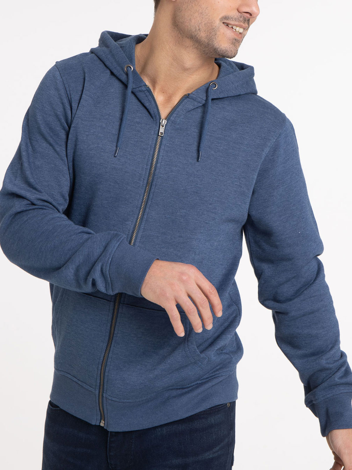 Sweat à capuche zippé encre chiné homme
