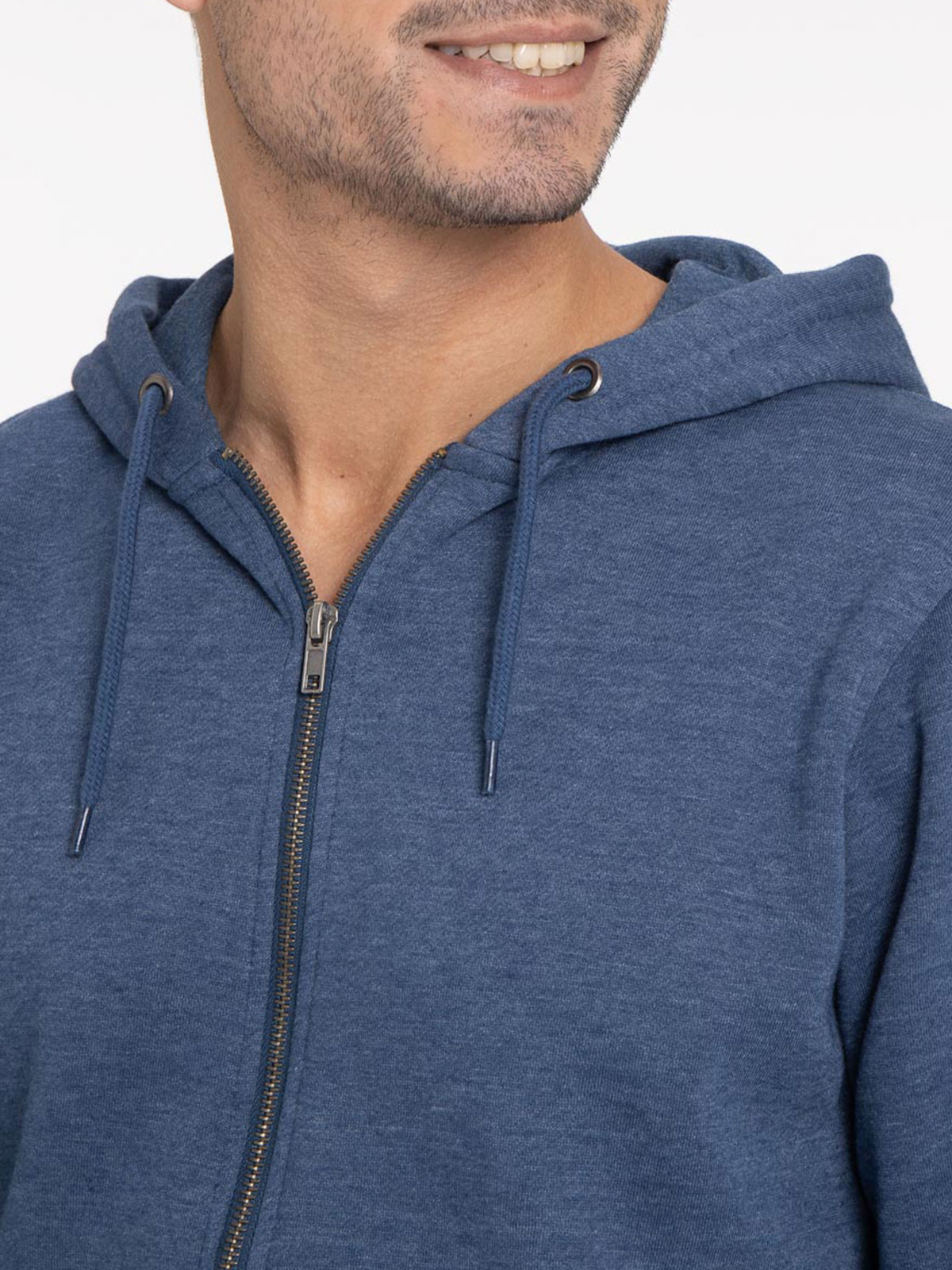 Sweat à capuche zippé encre chiné homme