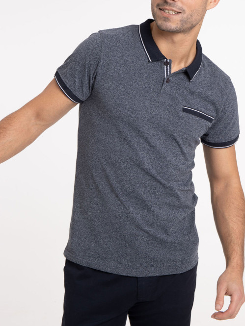 Polo marine maille moulinée homme