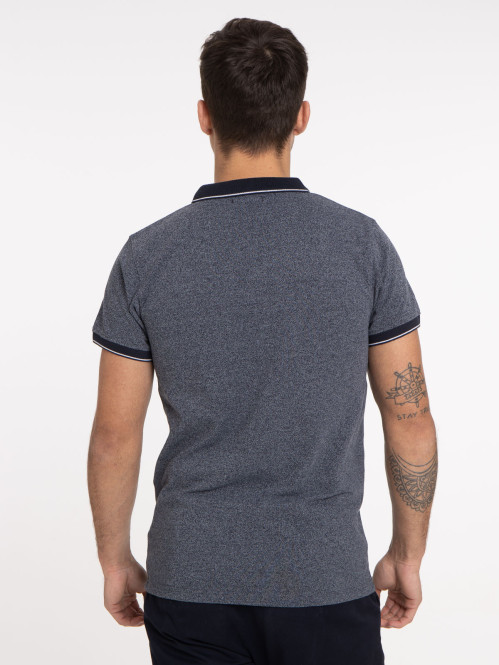 Polo marine maille moulinée homme