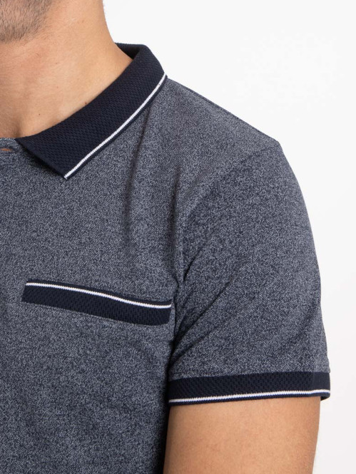 Polo marine maille moulinée homme