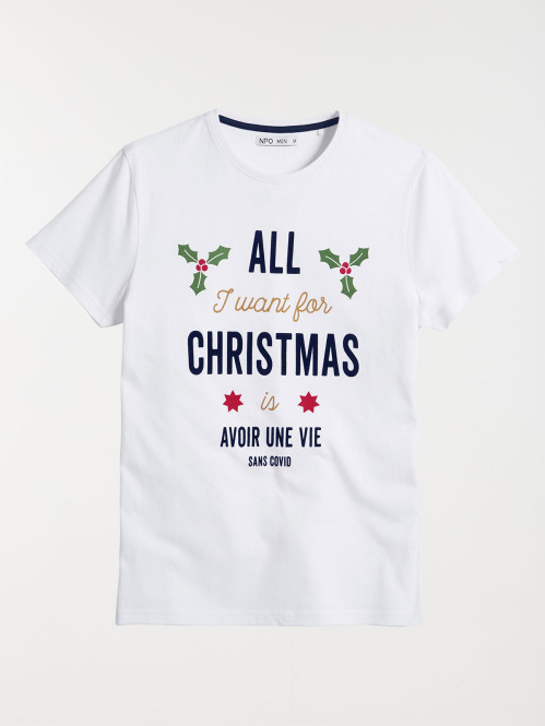 T-shirt blanc de Noël homme