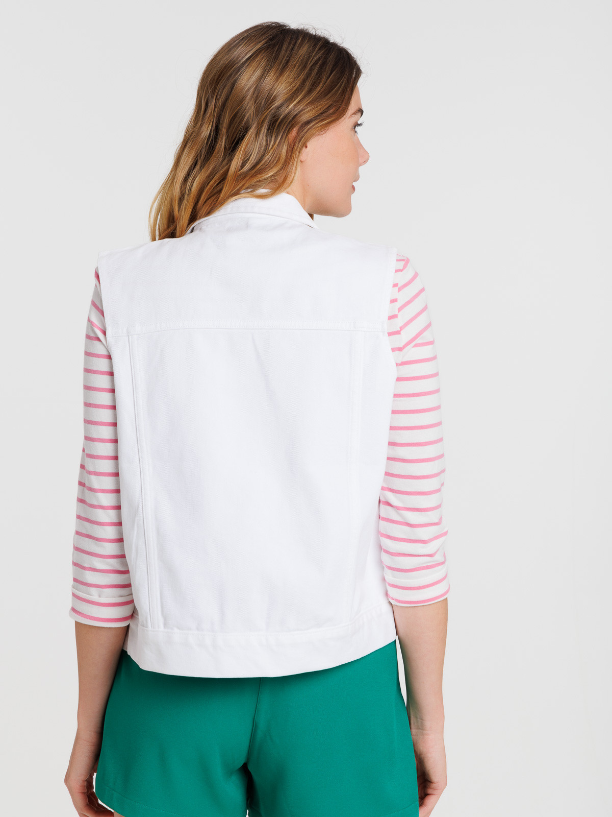 Veste jean sans manches blanche femme Veste jean sans manches blanche femme