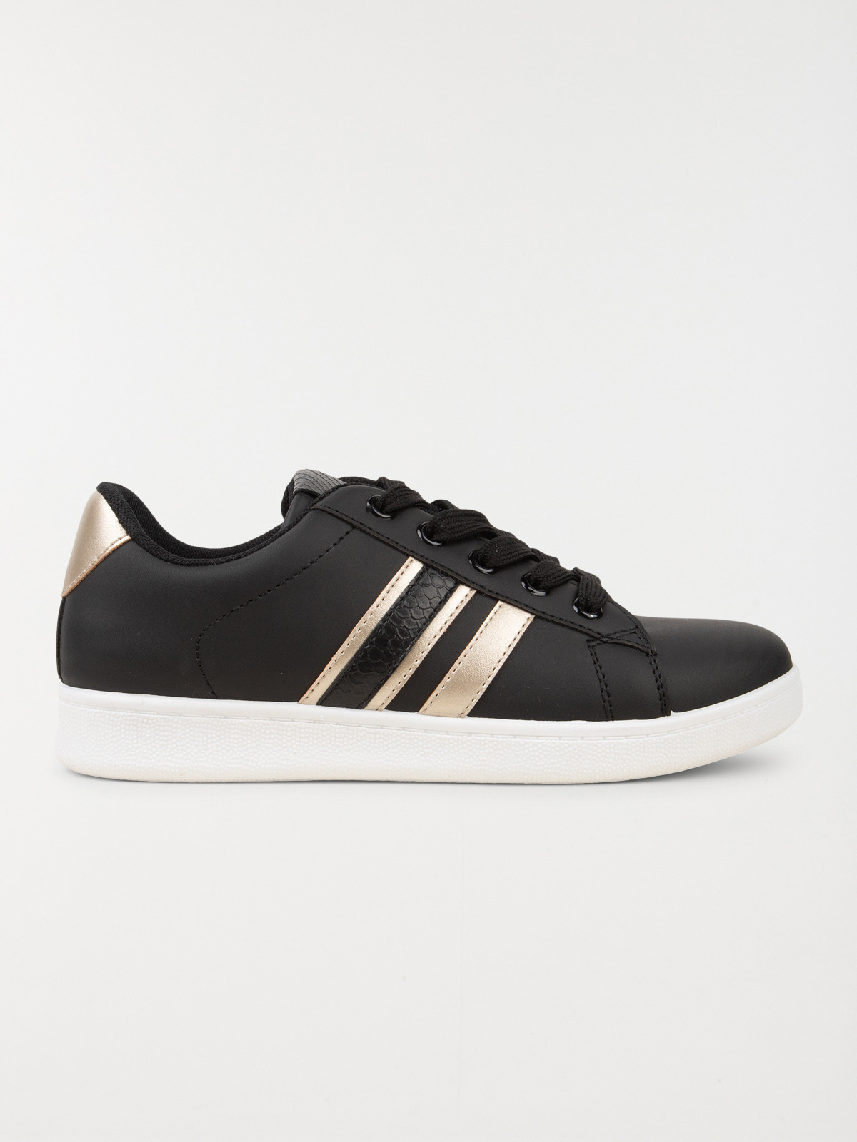 Baskets noires bande dorée femme (36-41)