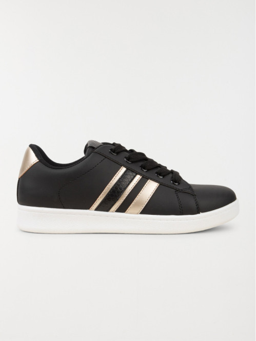 Baskets noires bande dorée femme (36-41)