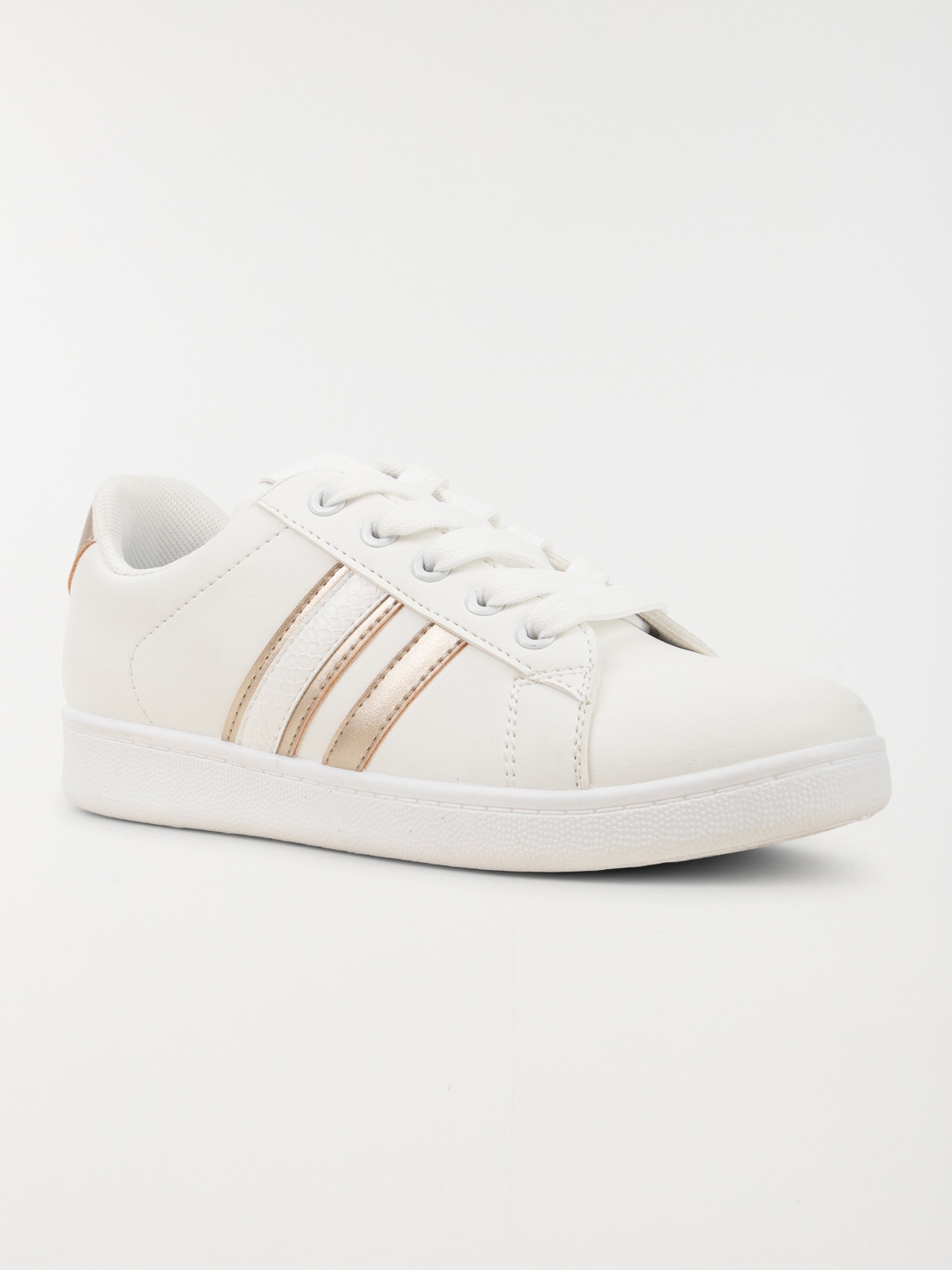 Basket blanche bande dorée femme (36-41) Basket blanche bande dorée femme (36-41)