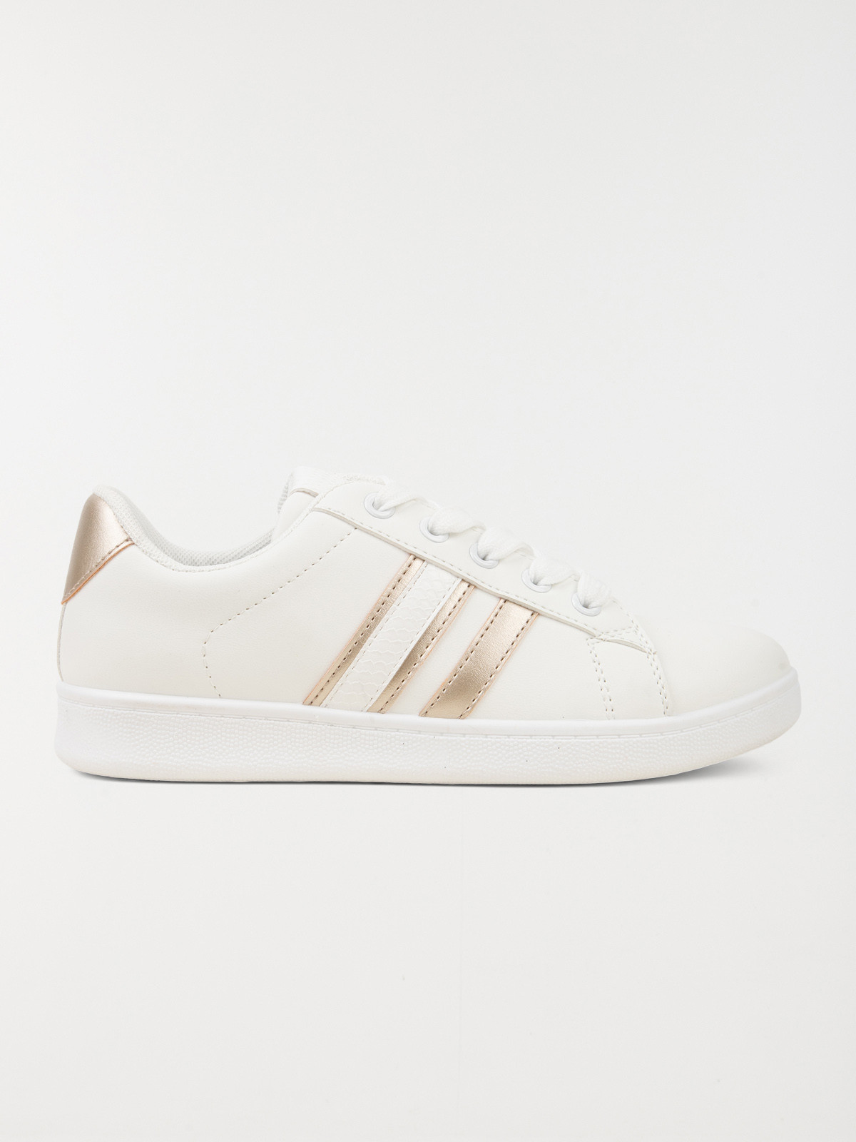 Basket blanche bande dorée femme (36-41)