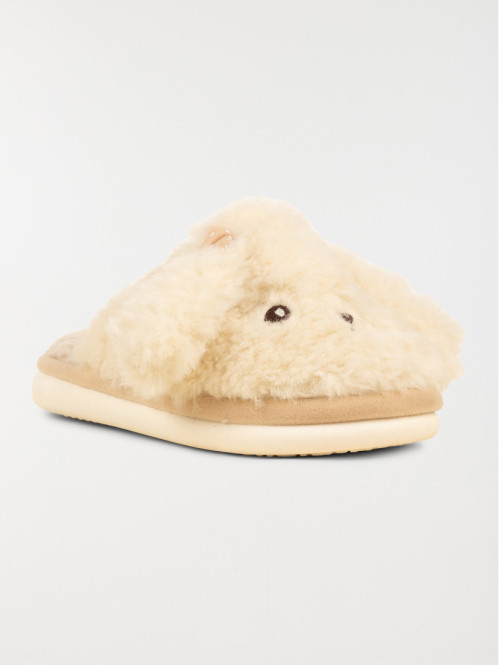 Chaussons mules femme beige...