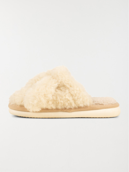 Chaussons mules femme beige...