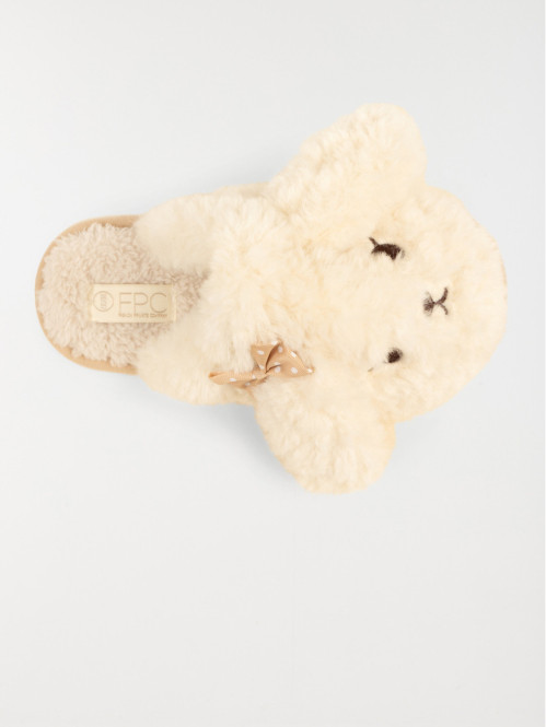 Chaussons mules femme beige...