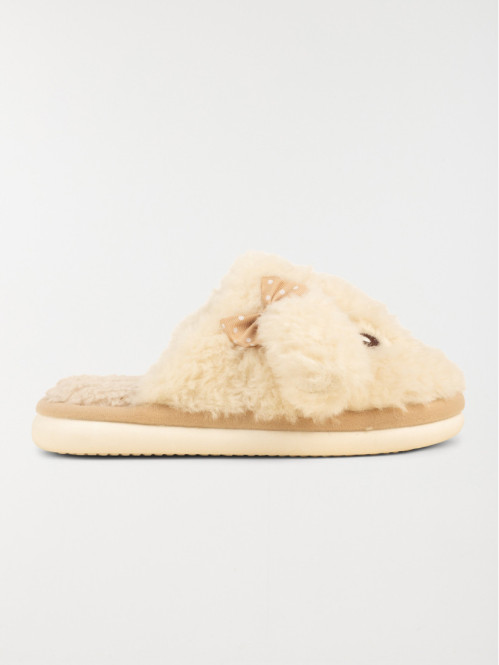 Chaussons mules femme beige (36-41)