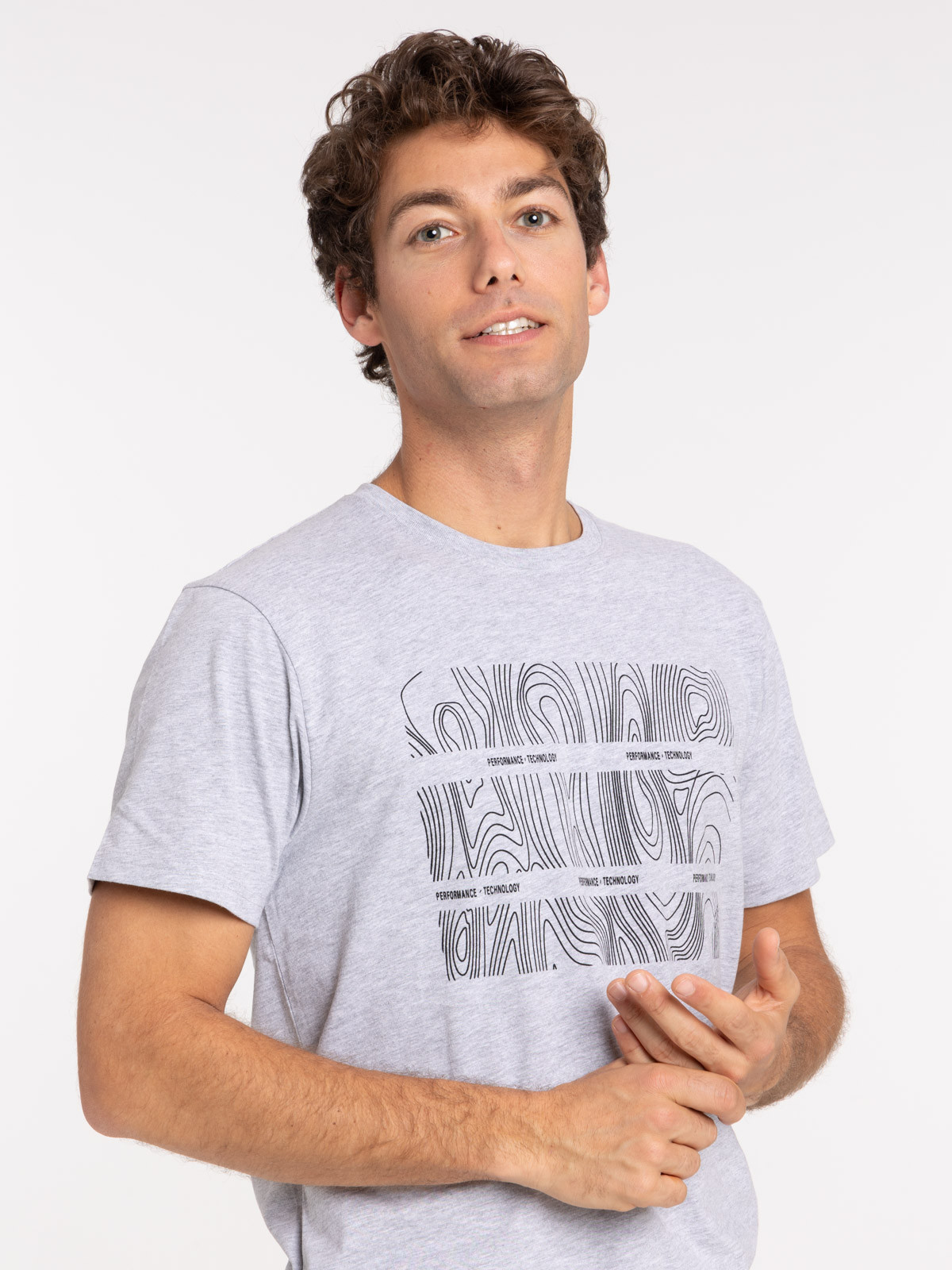 T shirt imprime gris chine homme