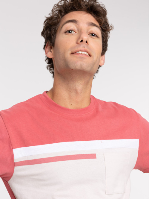 T-shirt bicolore poche poitrine homme