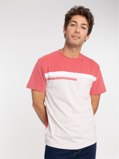 T-shirt bicolore poche poitrine homme