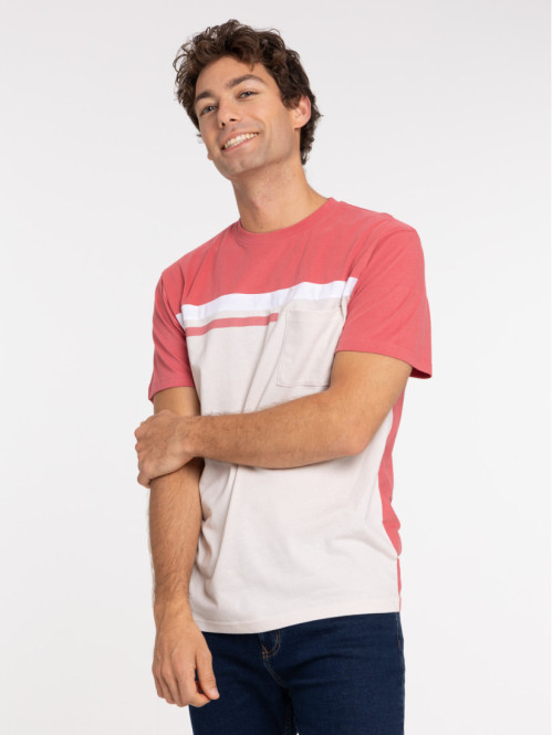 T-shirt bicolore poche poitrine homme