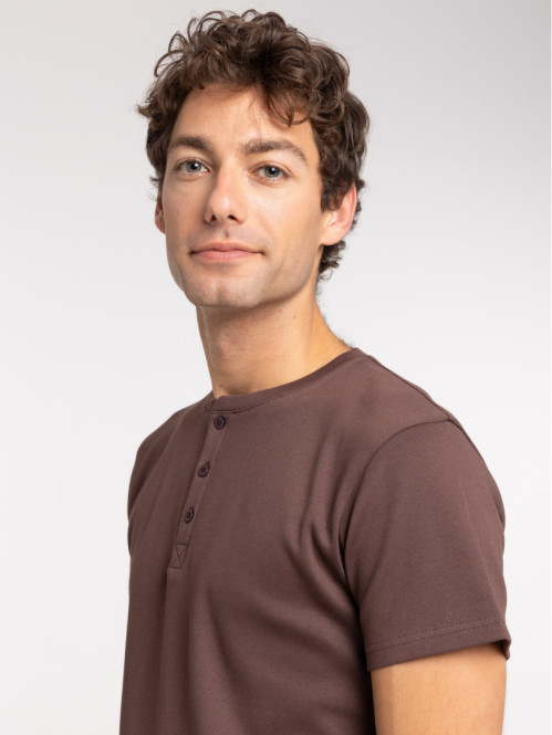 T-shirt col rond boutonné homme
