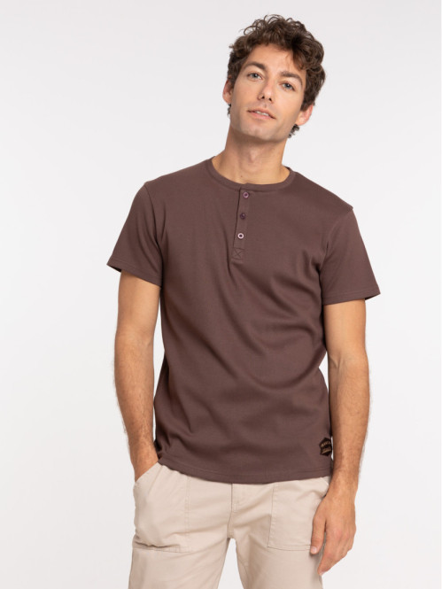 T-shirt col rond boutonné homme