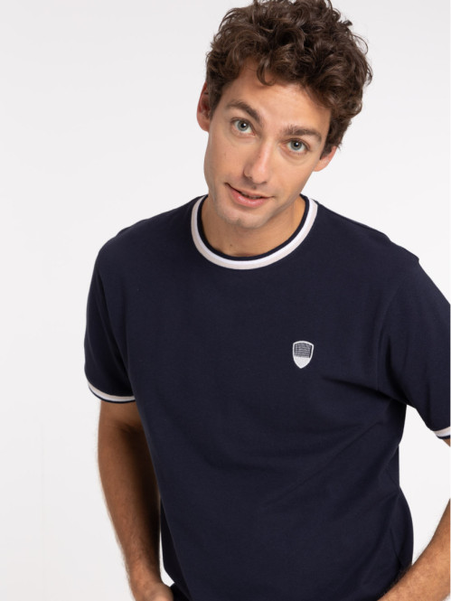 T-shirt marine navy brodé homme