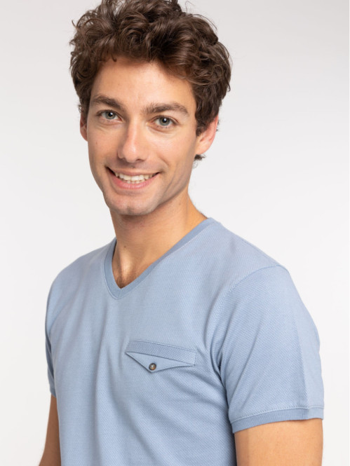 Tee-shirt col V denim stone homme Tee-shirt col V denim stone homme