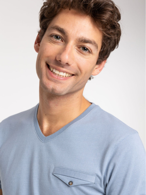 Tee-shirt col V denim stone homme Tee-shirt col V denim stone homme