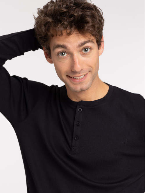T-shirt noir manches longues homme