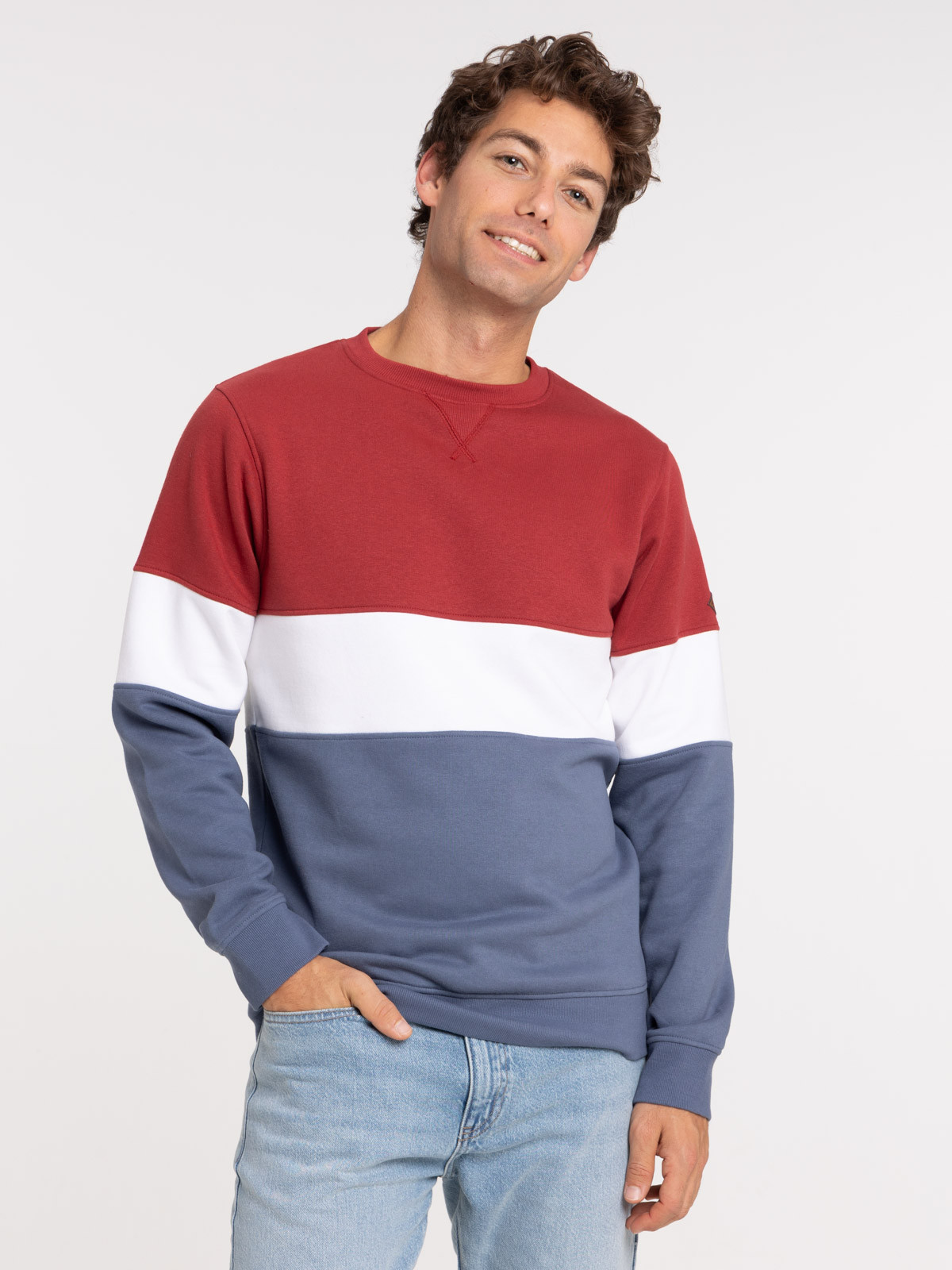 Sweat tricolore col rond homme