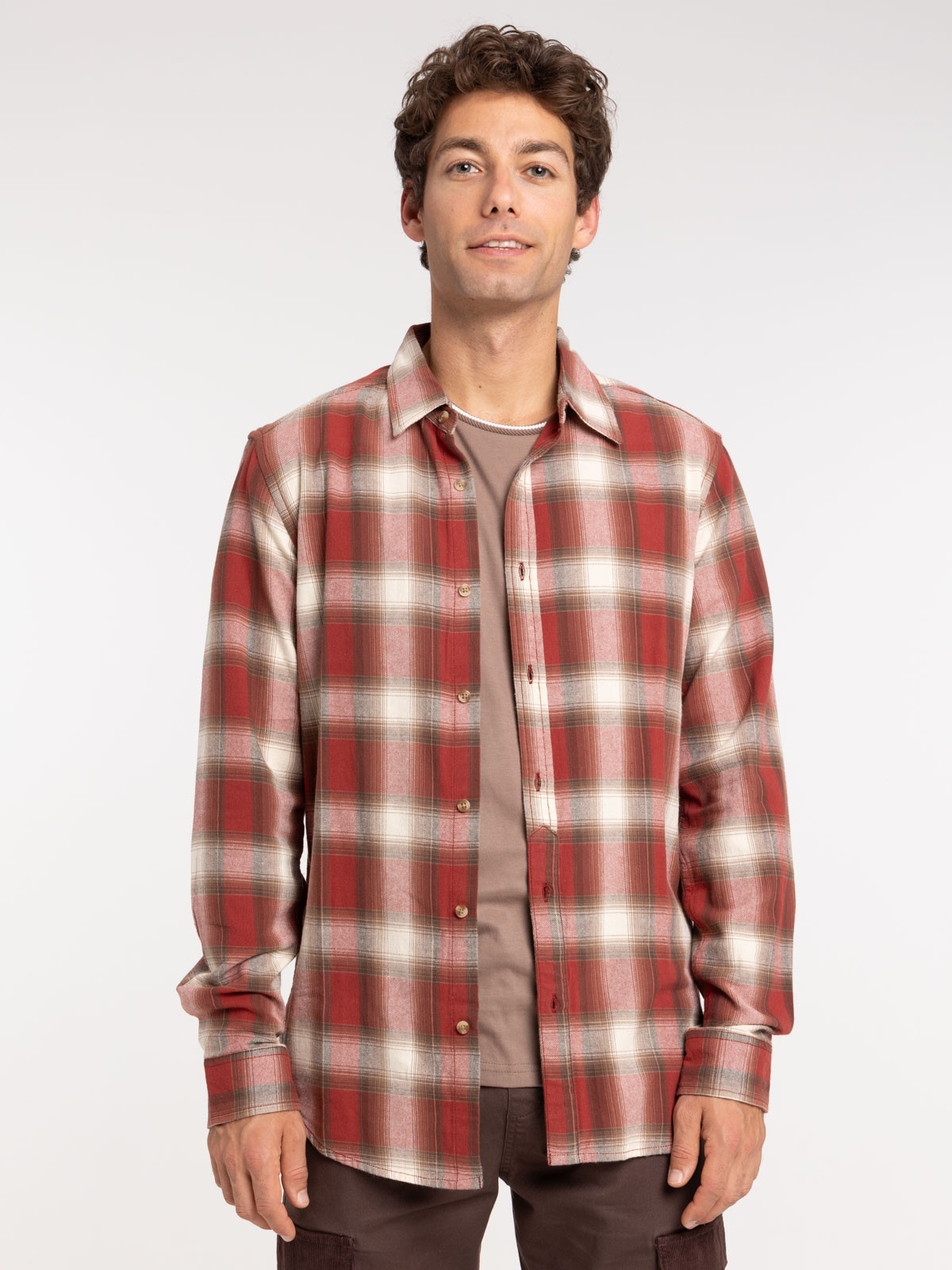Chemise à carreaux terracotta homme
