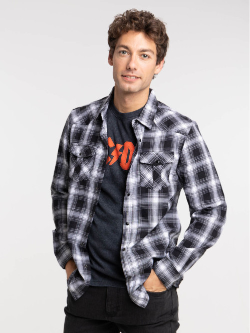 Chemise noire à carreaux homme Chemise noire à carreaux homme