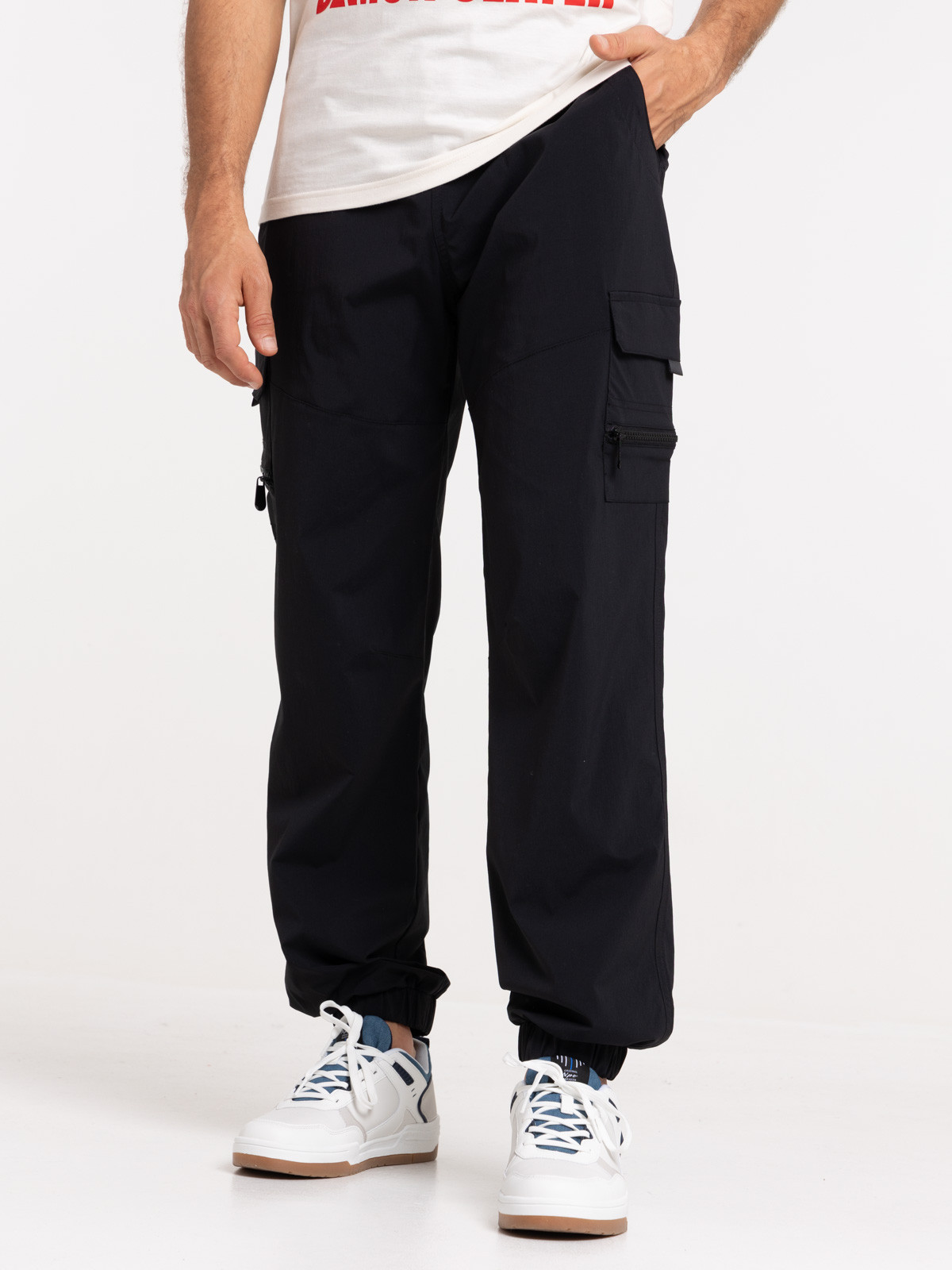 Pantalon parachute noir homme