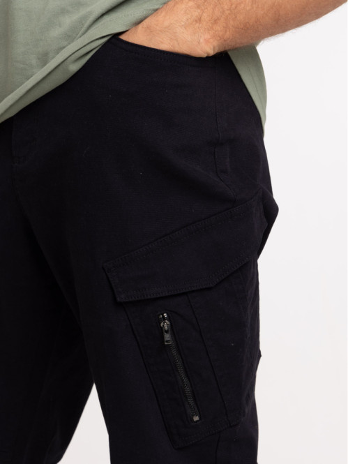 Pantalon cargo noir zips homme