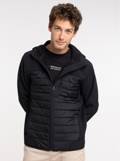 Blouson bi matiere noir homme