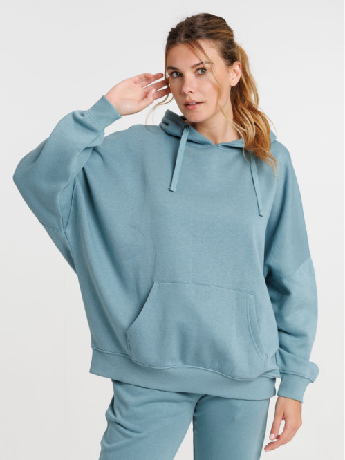 Sweat capuche vert de gris femme Sweat capuche vert de gris femme
