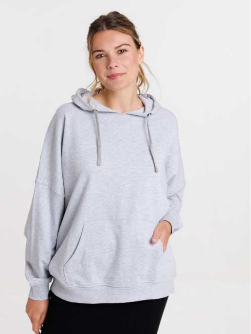 Sweat capuche gris chiné femme