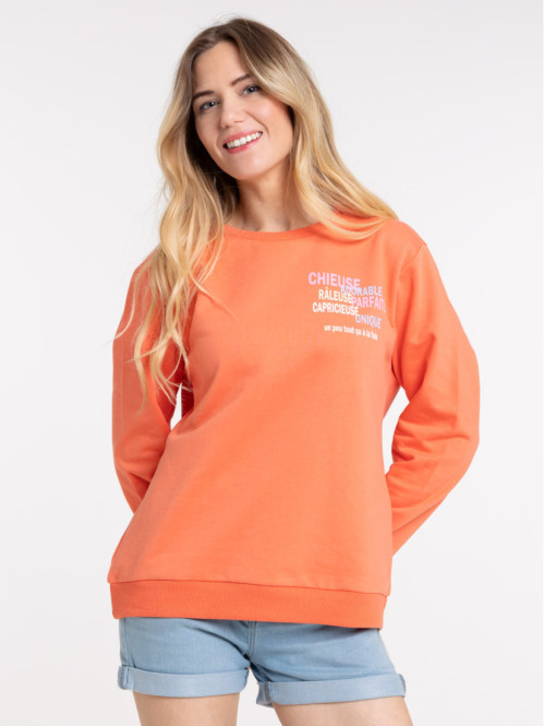 Sweat message coral femme